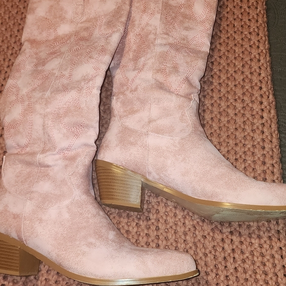 Blush Pink cowboy boots. - Picture 2 of 3